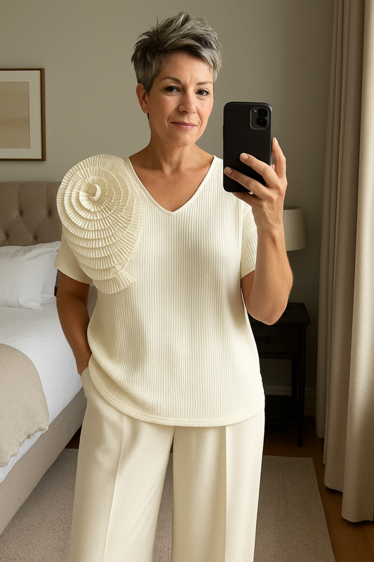 Malissa J Corsage Top - Cream