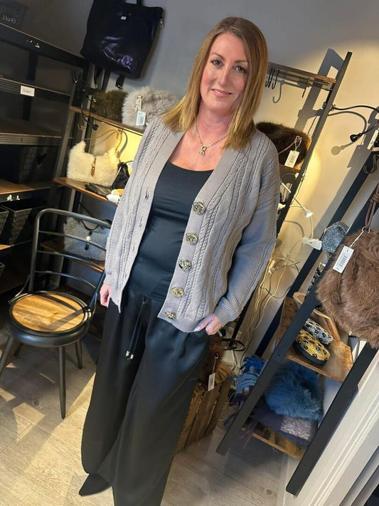 Malissa J Buttoned Cardigan - Taupe