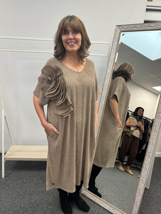 Malissa J Corsage Dress - Stone