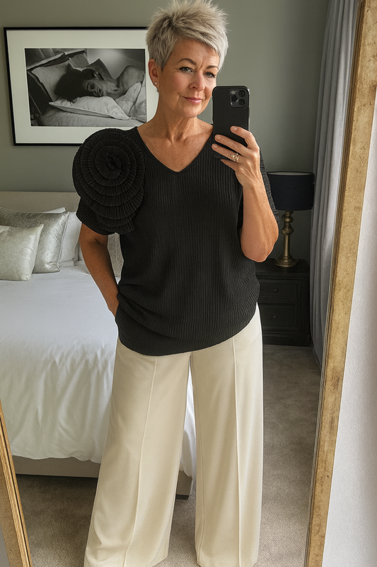 Malissa J Corsage Top - Black