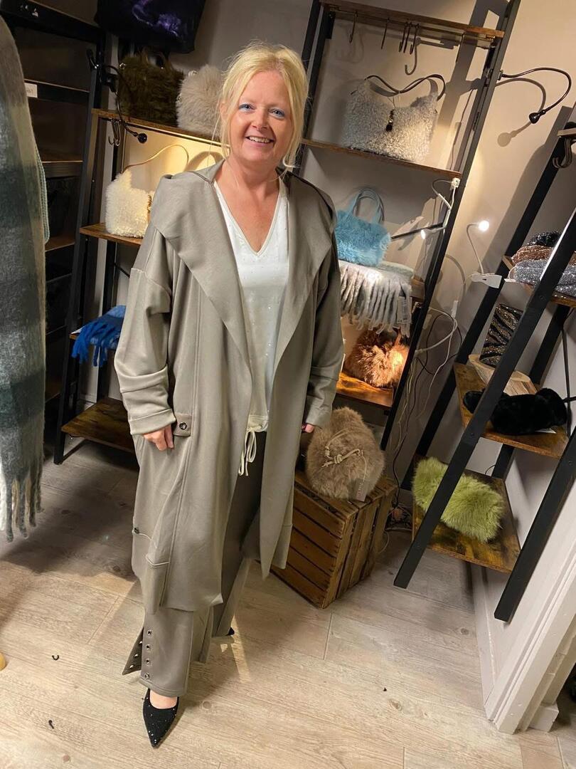 Malissa J Jersey Eyelet Hooded Jacket - Mushroom