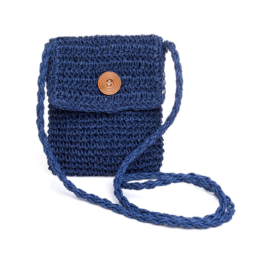 Textured Compact Handbag - Navy