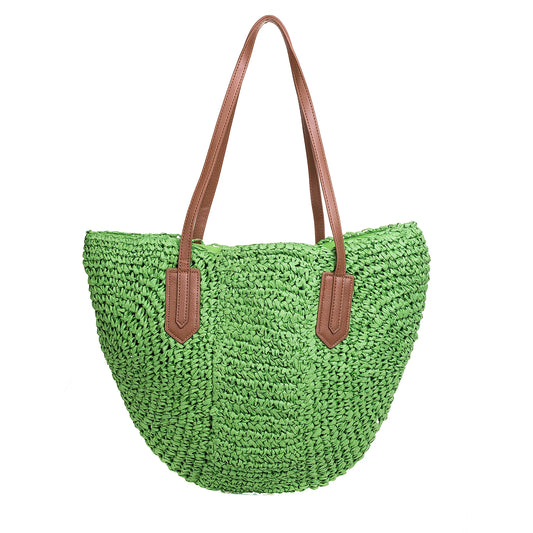 Tote Larger Woven Handbag - Green