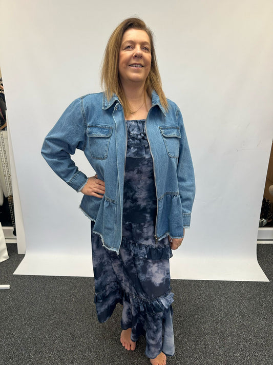 Malissa J Frill Hem Denim Jacket