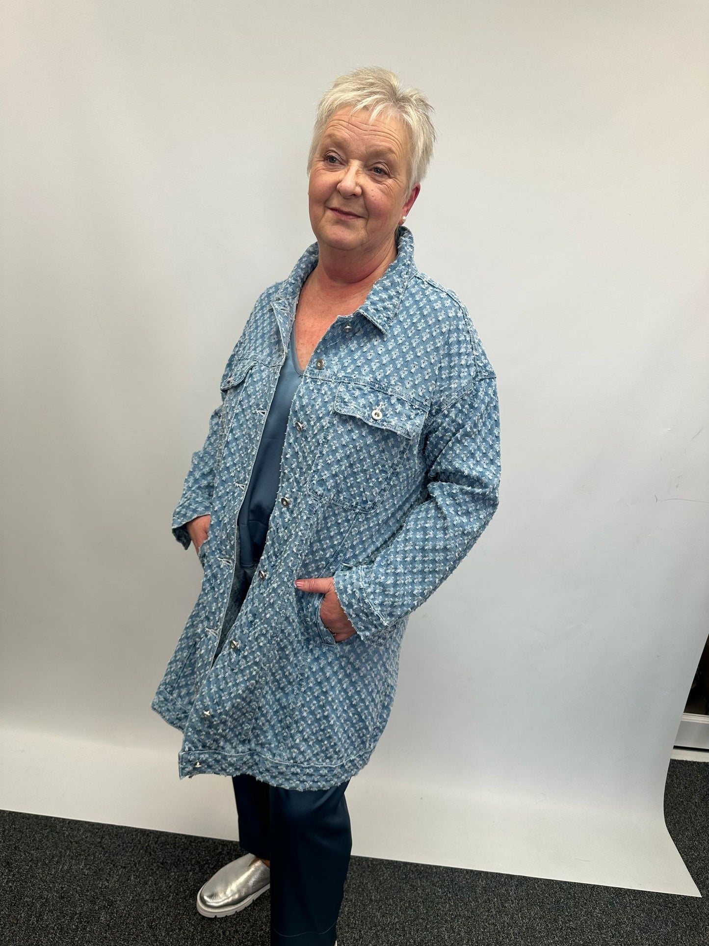 Malissa J Distressed Denim Jacket