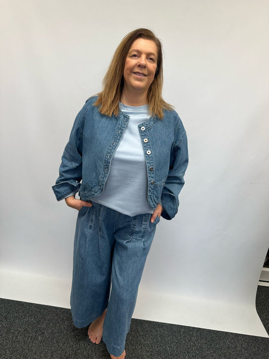 Malissa J Curved Hem Denim Jacket