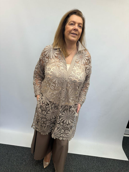 Malissa J Crochet Shirt - Mushroom