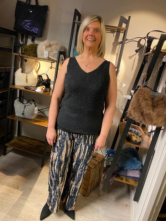 Malissa J Studded Shimmer Top - Black