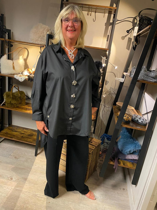 Malissa J Statement Button Shirt - Black