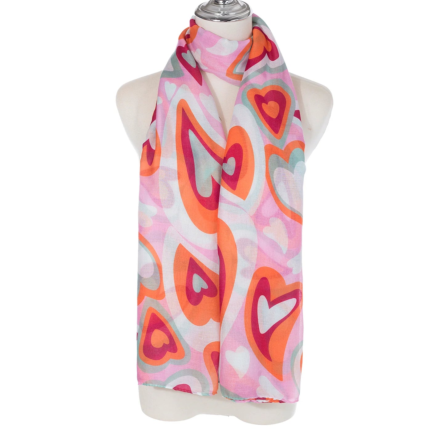 Scarf - Pink/Grey Large Heart Scarf