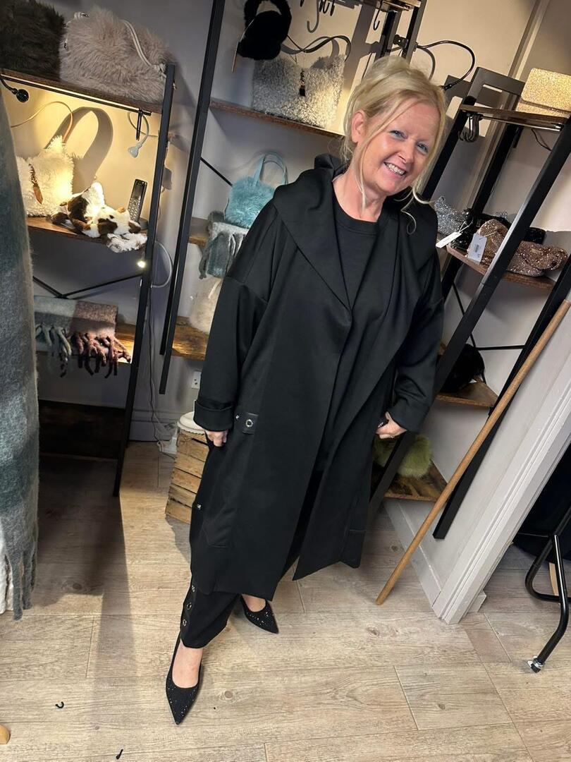 Malissa J Jersey Eyelet Hooded Jacket - Black